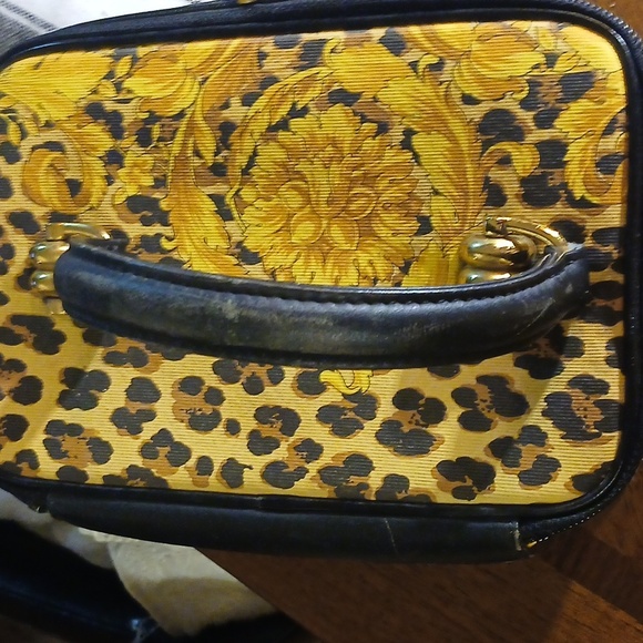 Authentic Gianni Versace Flower Leopard Vanity Hand Bag PVC Leathet - Picture 12 of 16
